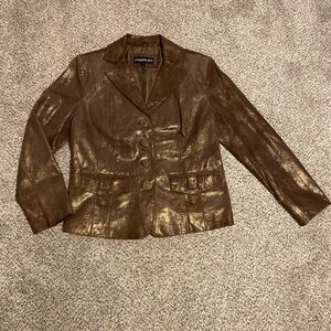 Monterey Bay Shimmering Brown Authentic Leather Blazer